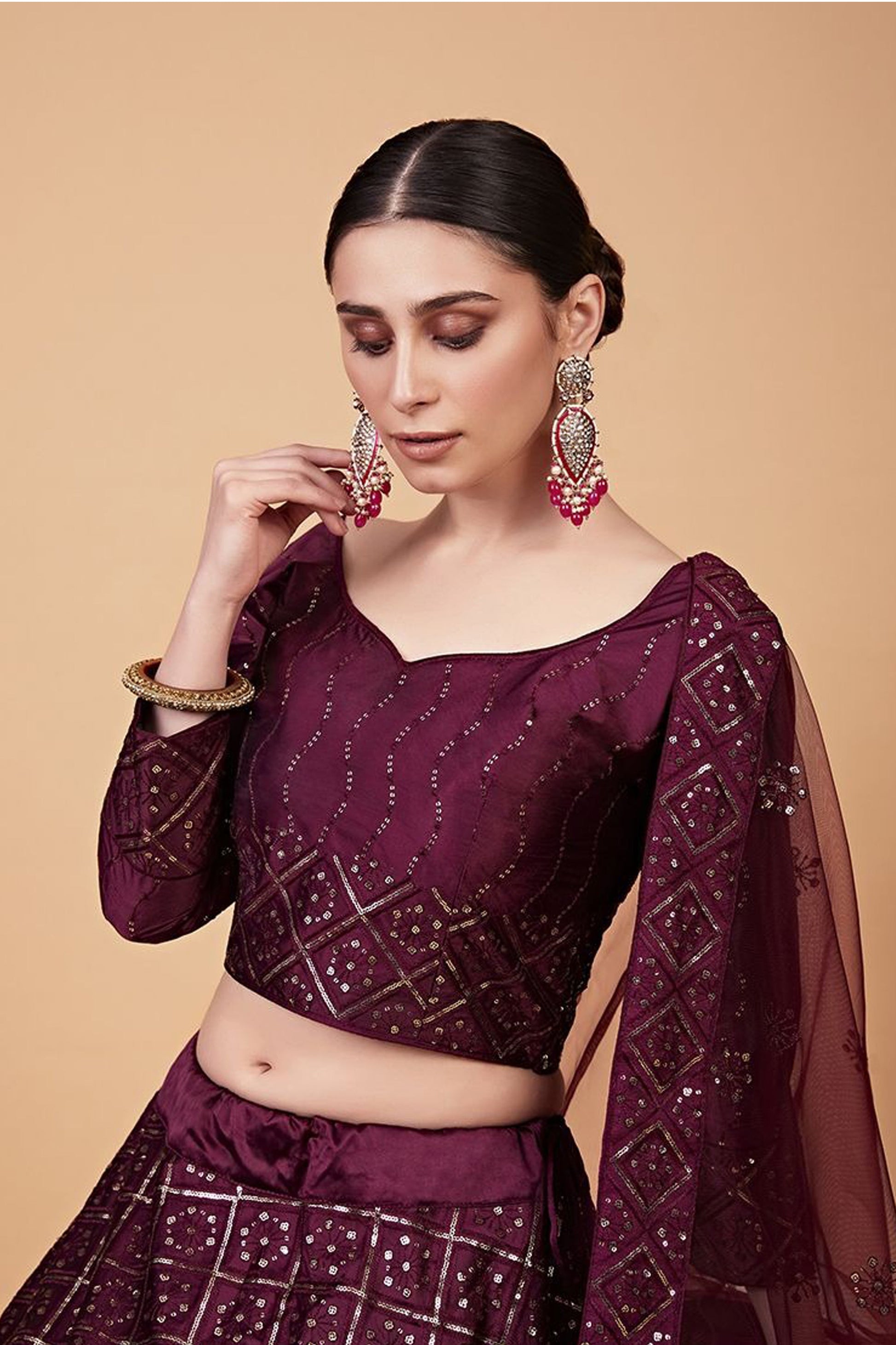"Desi lehengas for American celebrations." 