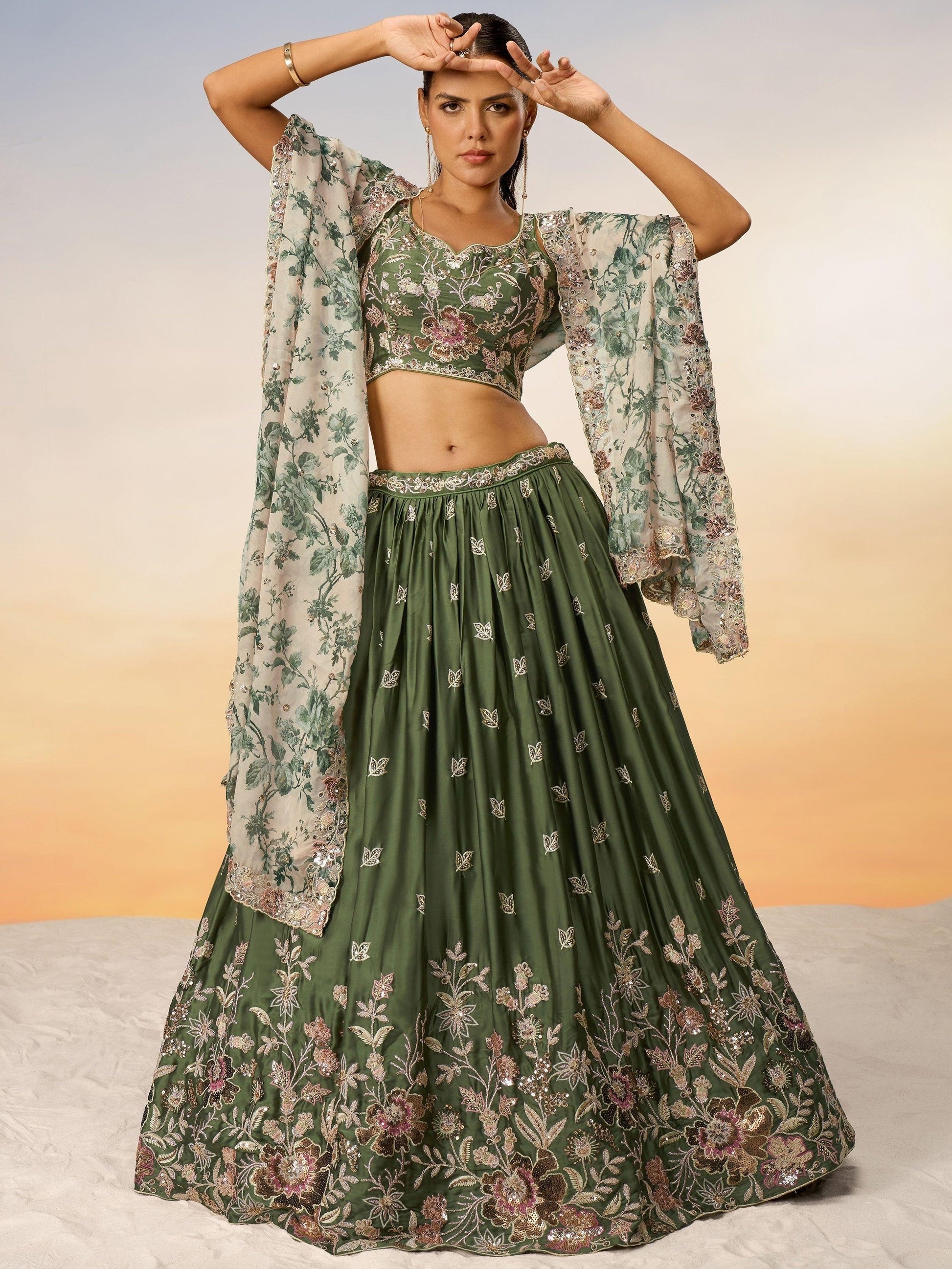 "Celebrate Indian roots in the U.S. with our lehengas."