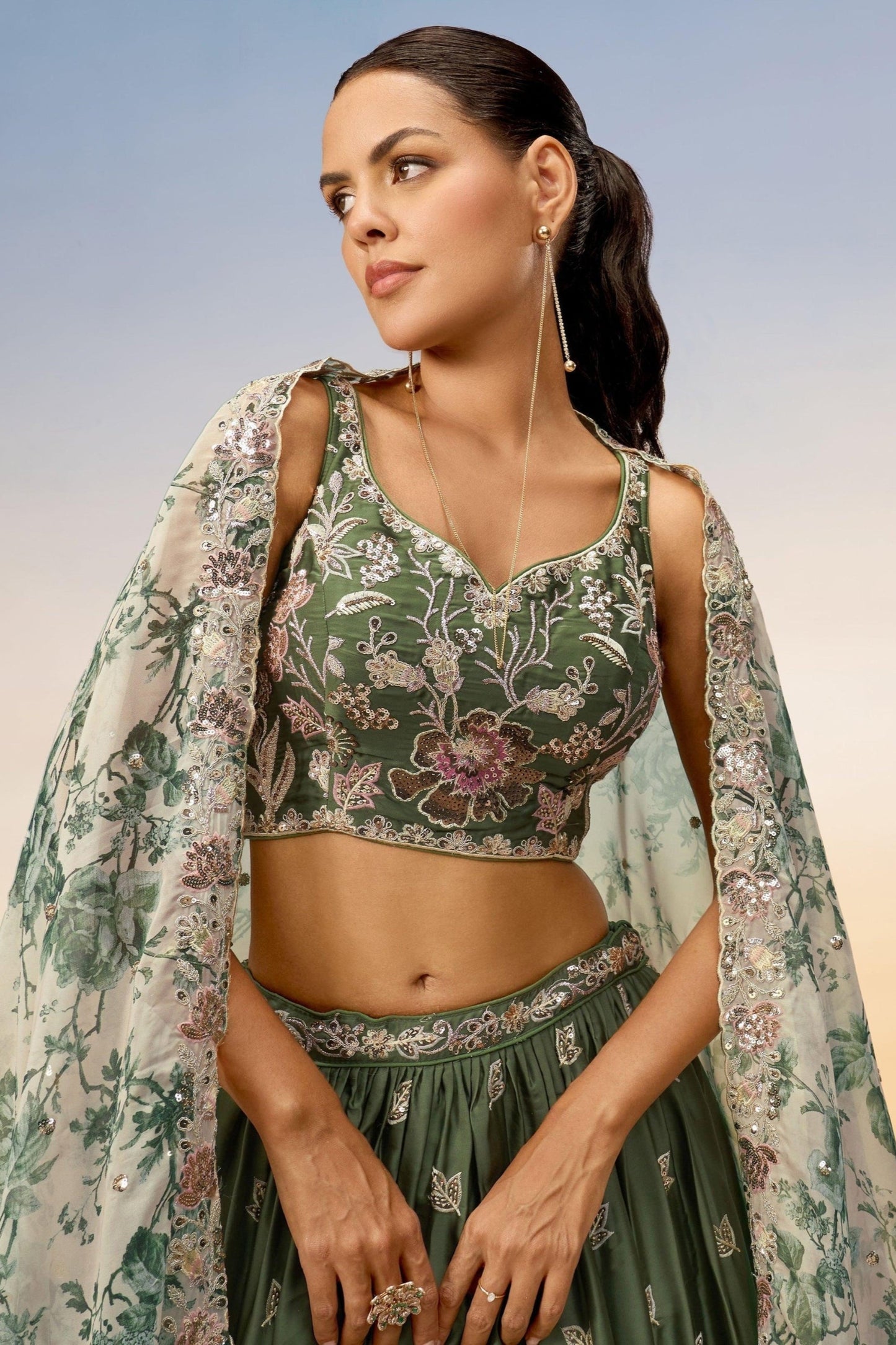 "Celebrate Indian roots in the U.S. with our lehengas."