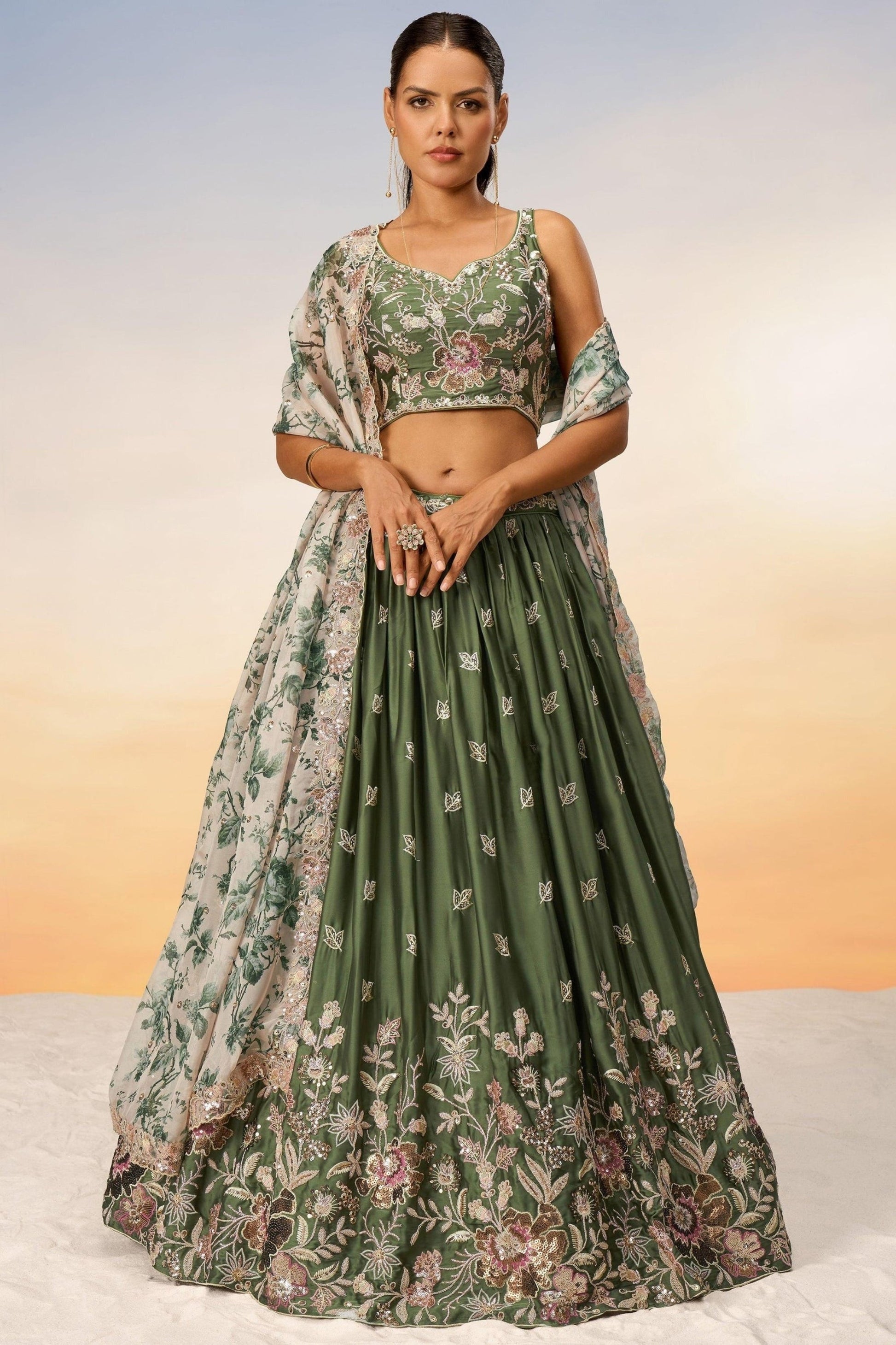 "Celebrate Indian roots in the U.S. with our lehengas."