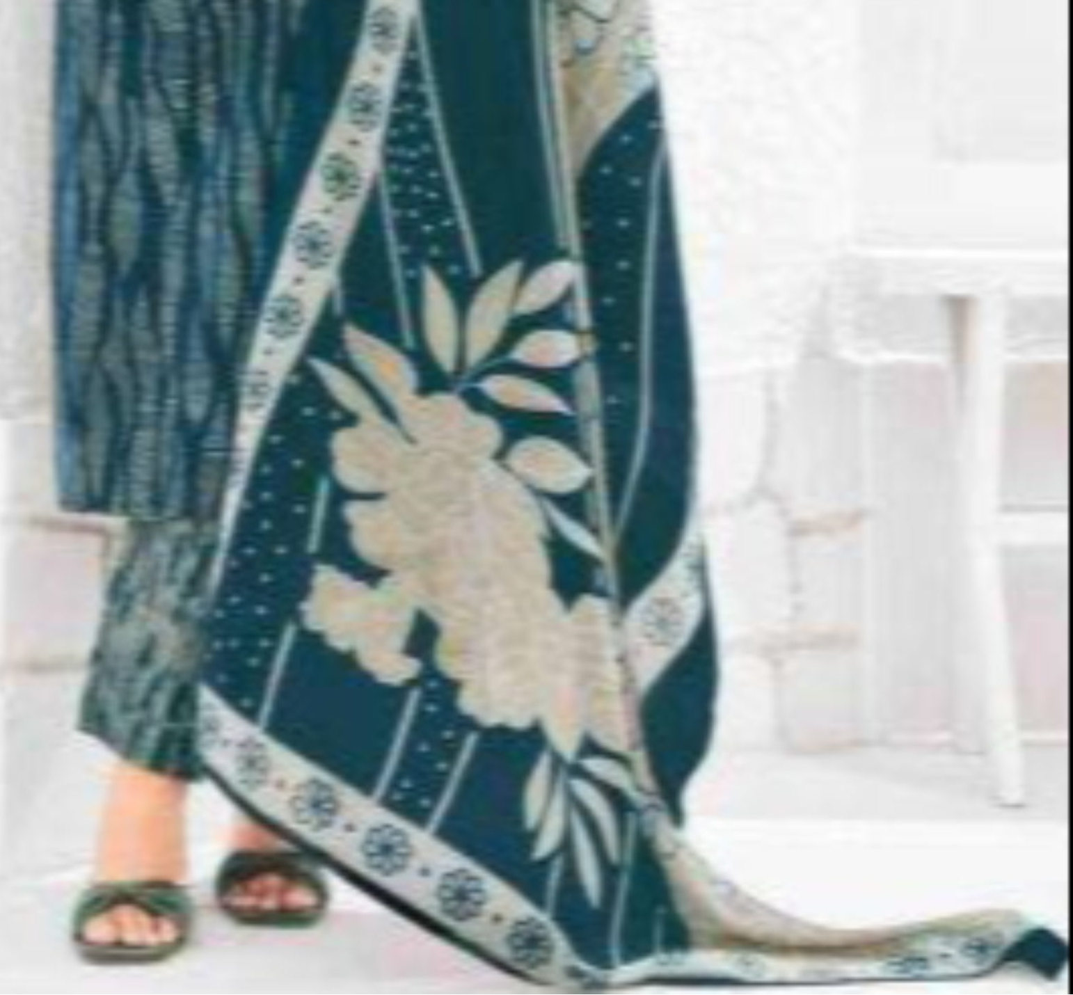 Teal blue cotton outfit with a refreshing and stylish appeal, ideal for casual gatherings, festive days, and comfortable everyday wear. 