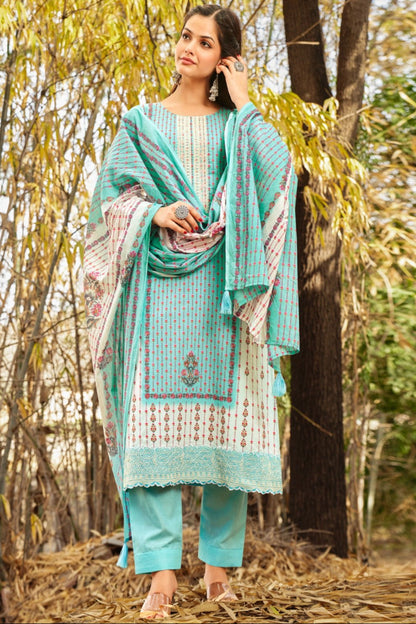 Sky blue colour cotton wear brings breezy freshness – perfect for casual days and summer events. 
