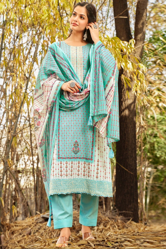 Sky blue colour cotton wear brings breezy freshness – perfect for casual days and summer events. 