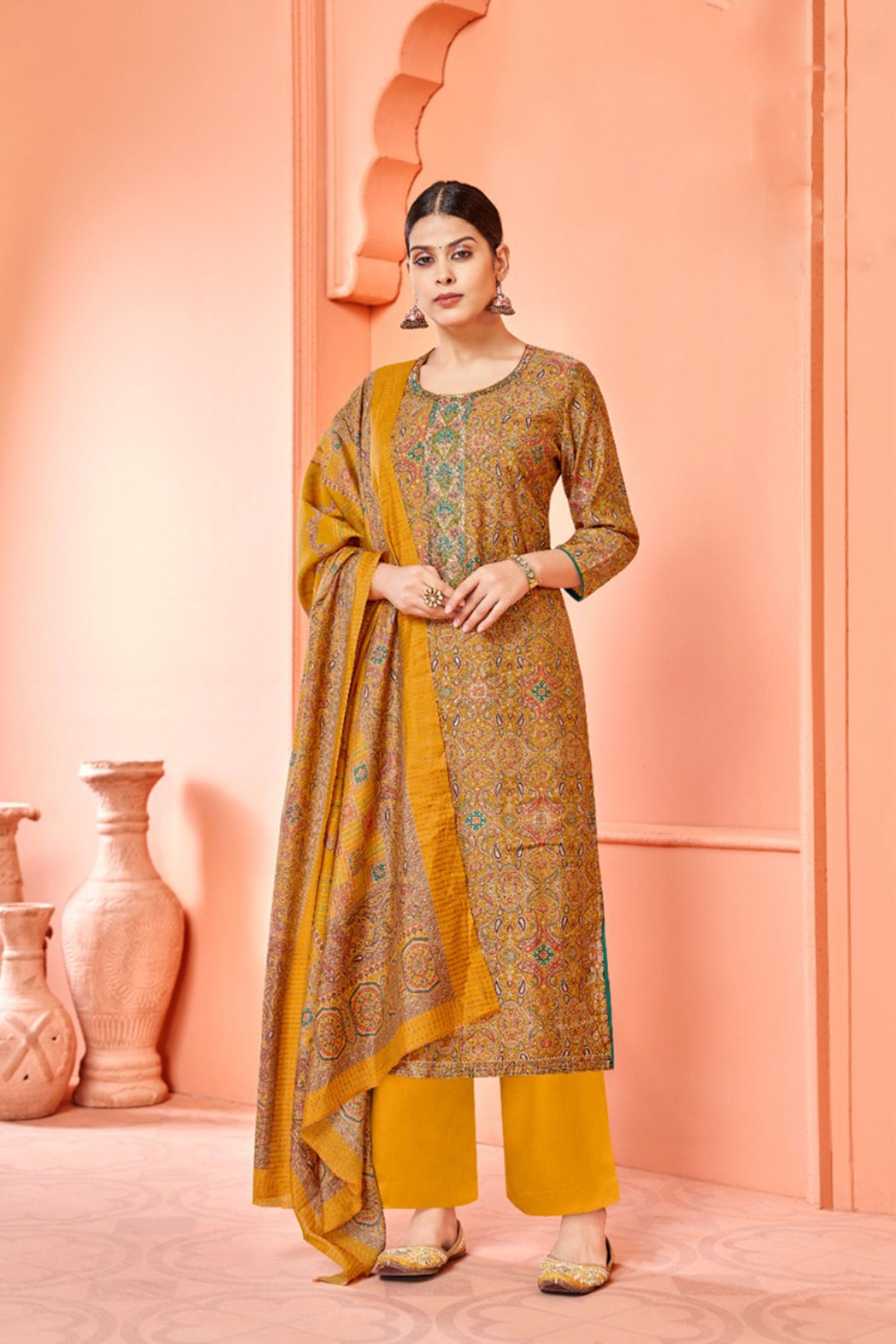 Yellow colour cotton wear brings sunshine and joy – ideal for Haldi, Eid, or summer events. 