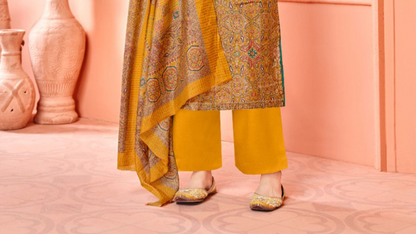 Sunshine yellow cotton outfit for women – ideal for festive and daytime events