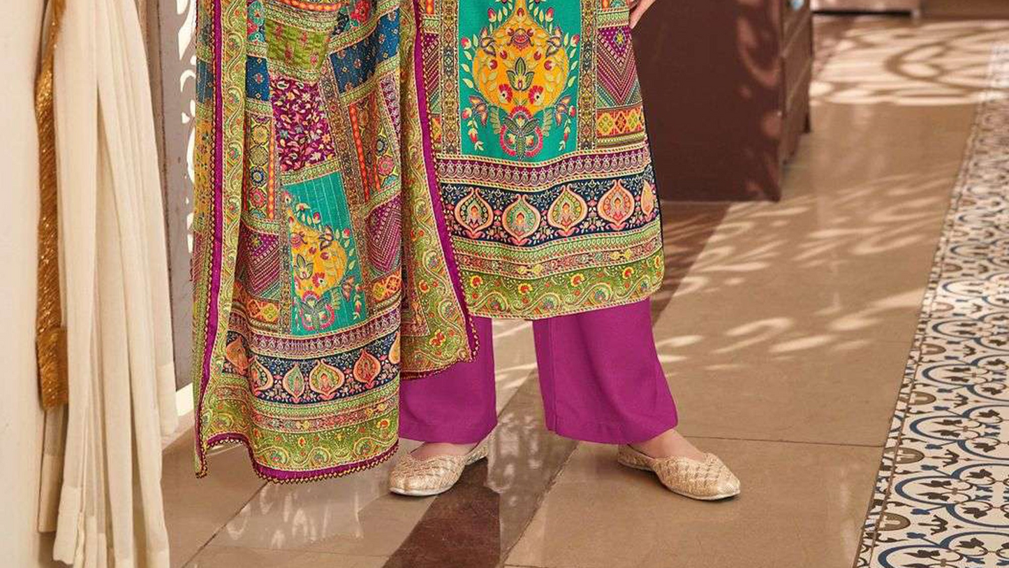 Latest Designer Pure Maslin Digital Printed Embroidery Salwar Suit