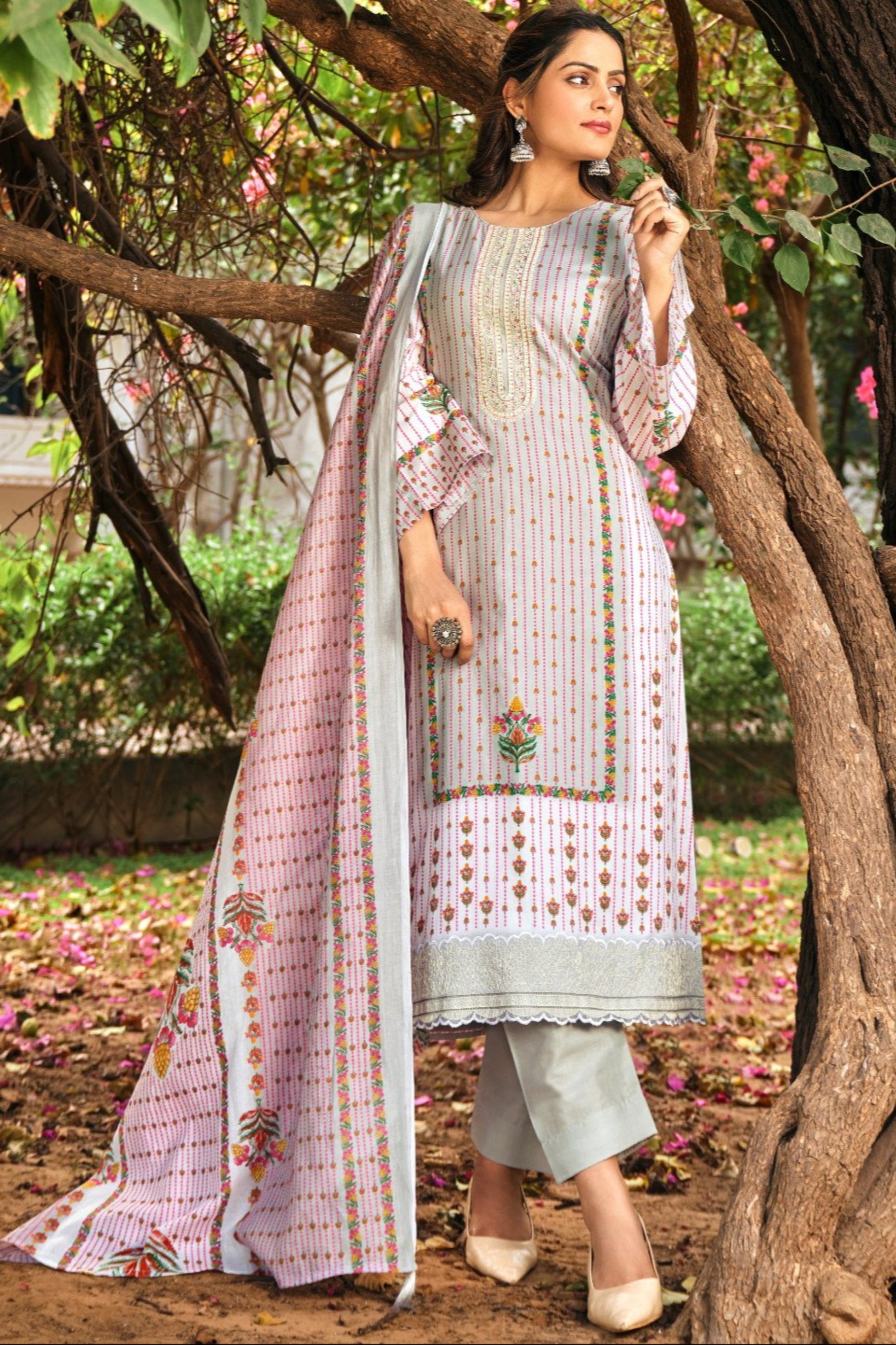 Indian cotton dresses with embroidered salwar kameez set 
