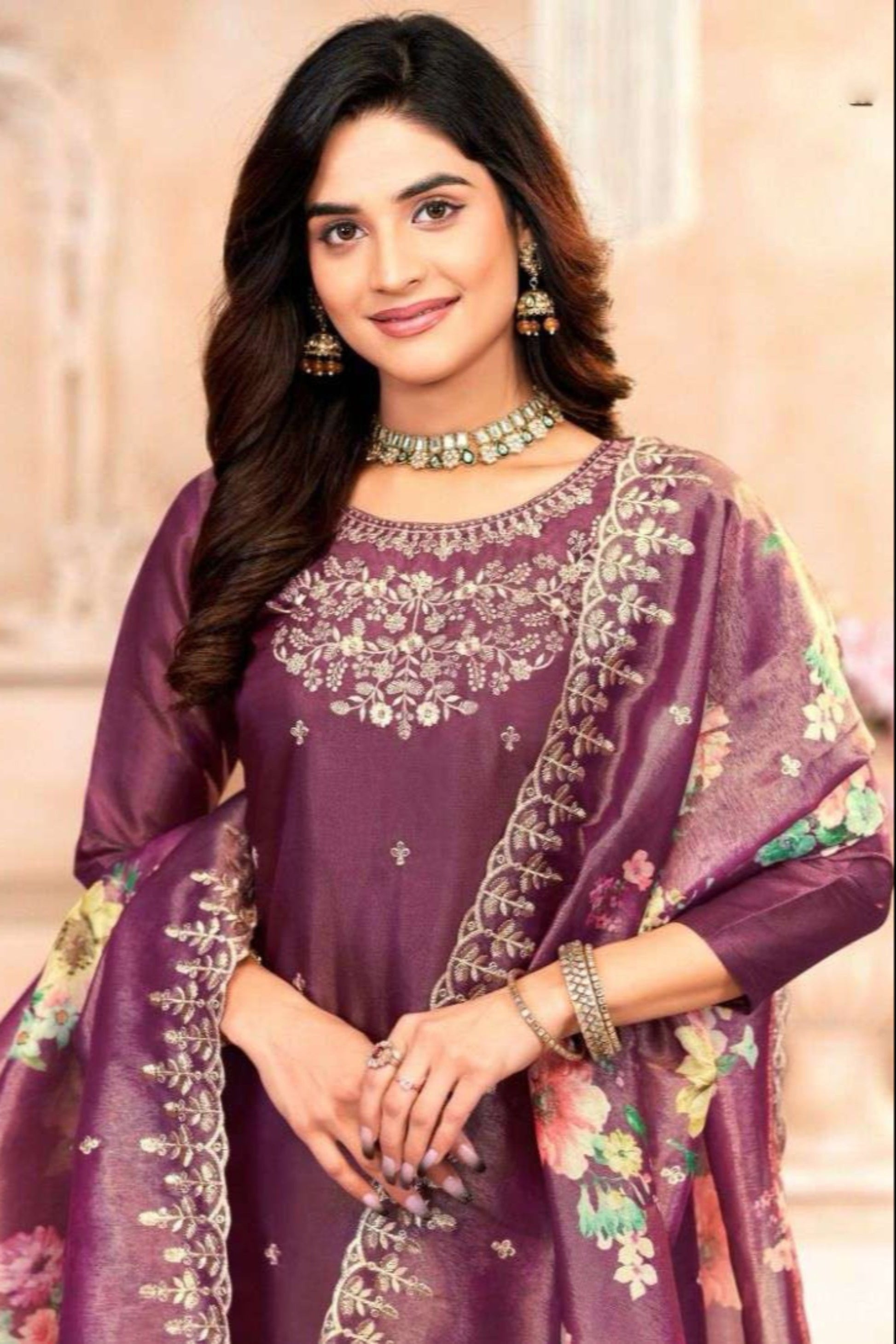 Wine-colored cotton wear offers a rich, regal look—perfect for evening functions and festive celebrations with a touch of elegance.

