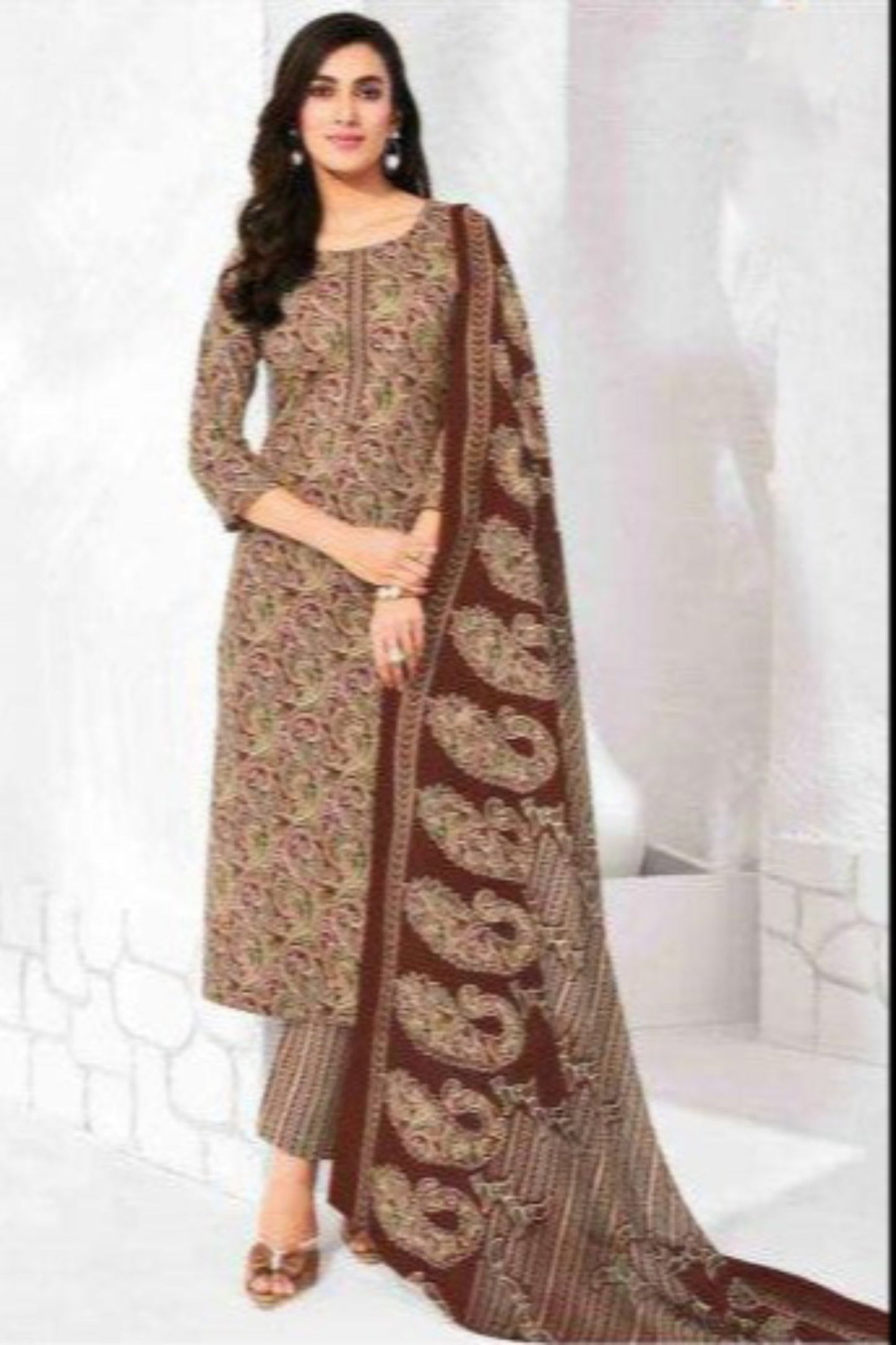 Light brown cotton outfit with a warm and subtle elegance, perfect for everyday wear, work settings, and relaxed festive gatherings. 