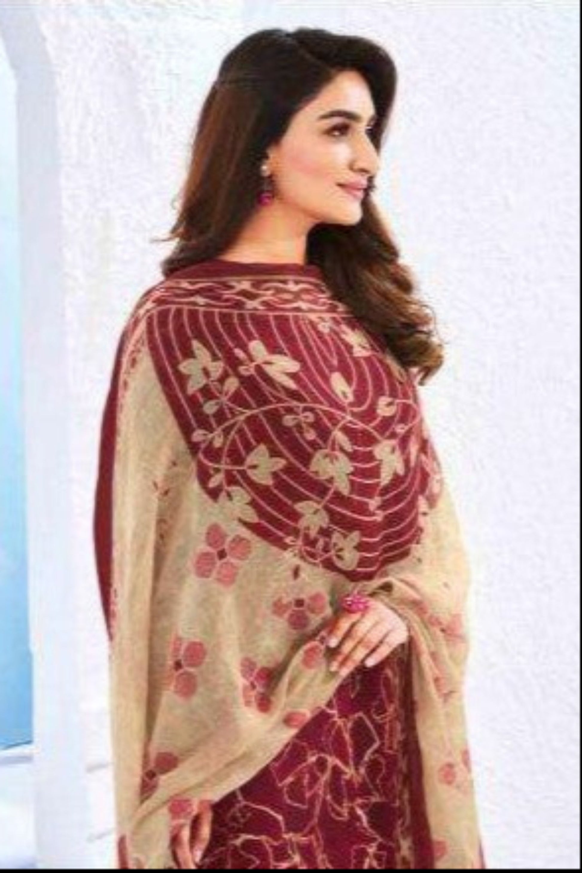 Dark red cotton outfit with a rich and bold appeal, perfect for traditional functions, festive evenings, and elegant daily wear. 