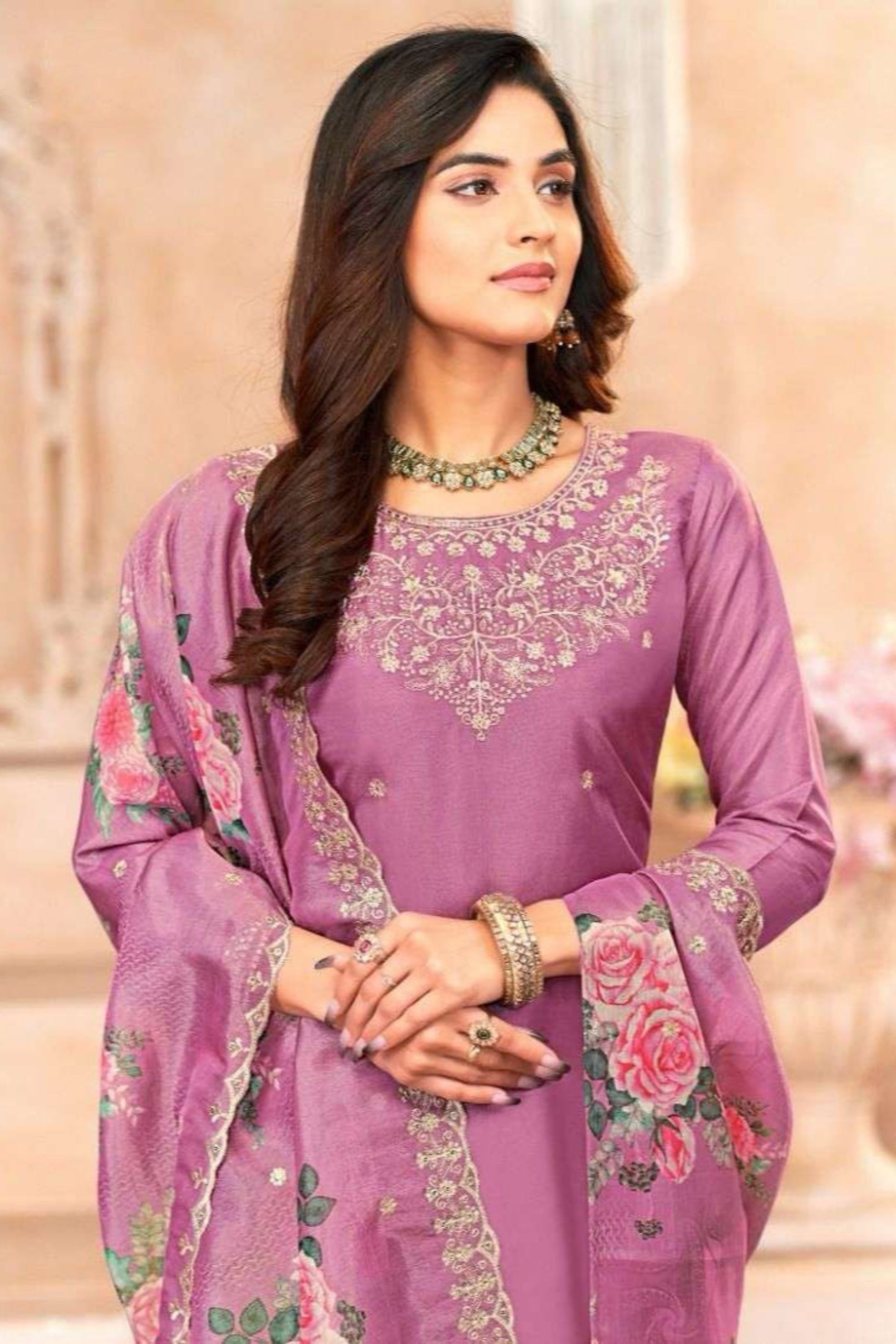 Mulberry pink cotton outfit with a deep, rich tone—ideal for making a subtle statement at festive gatherings or elegant daywear.
