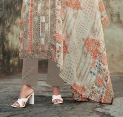 Light grey salwar kameez brings a subtle, sophisticated charm, ideal for minimalist style and graceful everyday wear.
