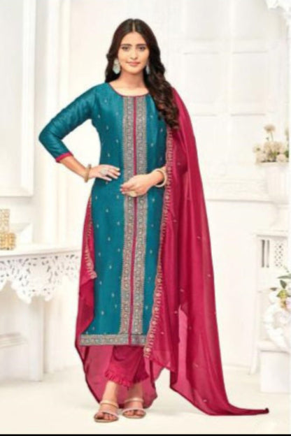 Elegant Teal Blue Designer Embroidery Shalwar Kameez for Ramadan special events and festive occasions.
