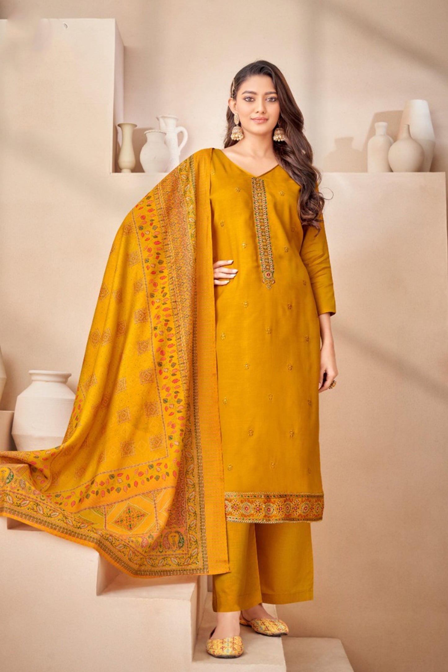 Yellow colour cotton wear brings sunshine and joy – ideal for Haldi, Eid, or summer events. 