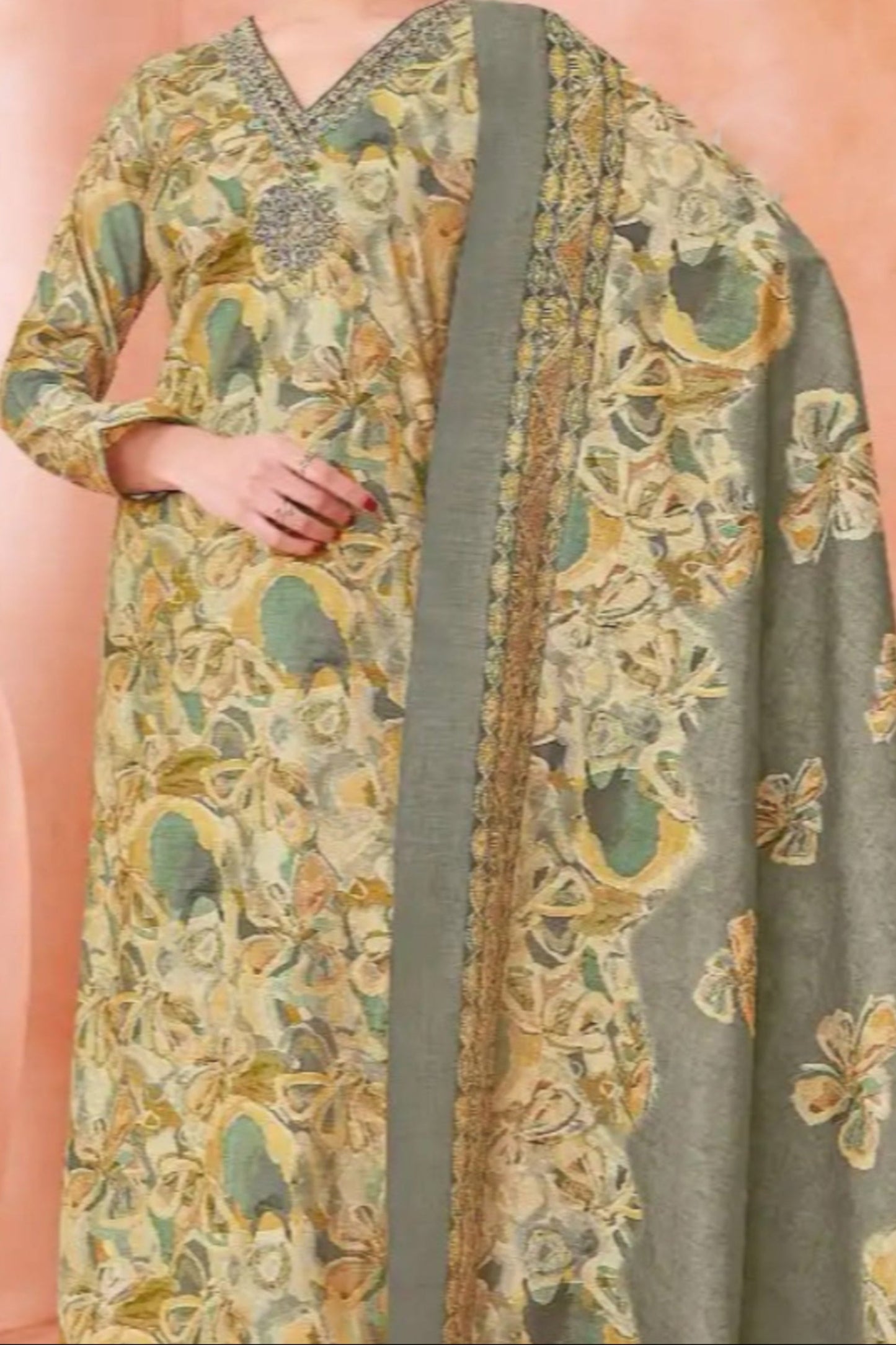 Sage green cotton outfit with a soft and soothing tone, ideal for casual days, summer outings, and minimal festive looks. 
