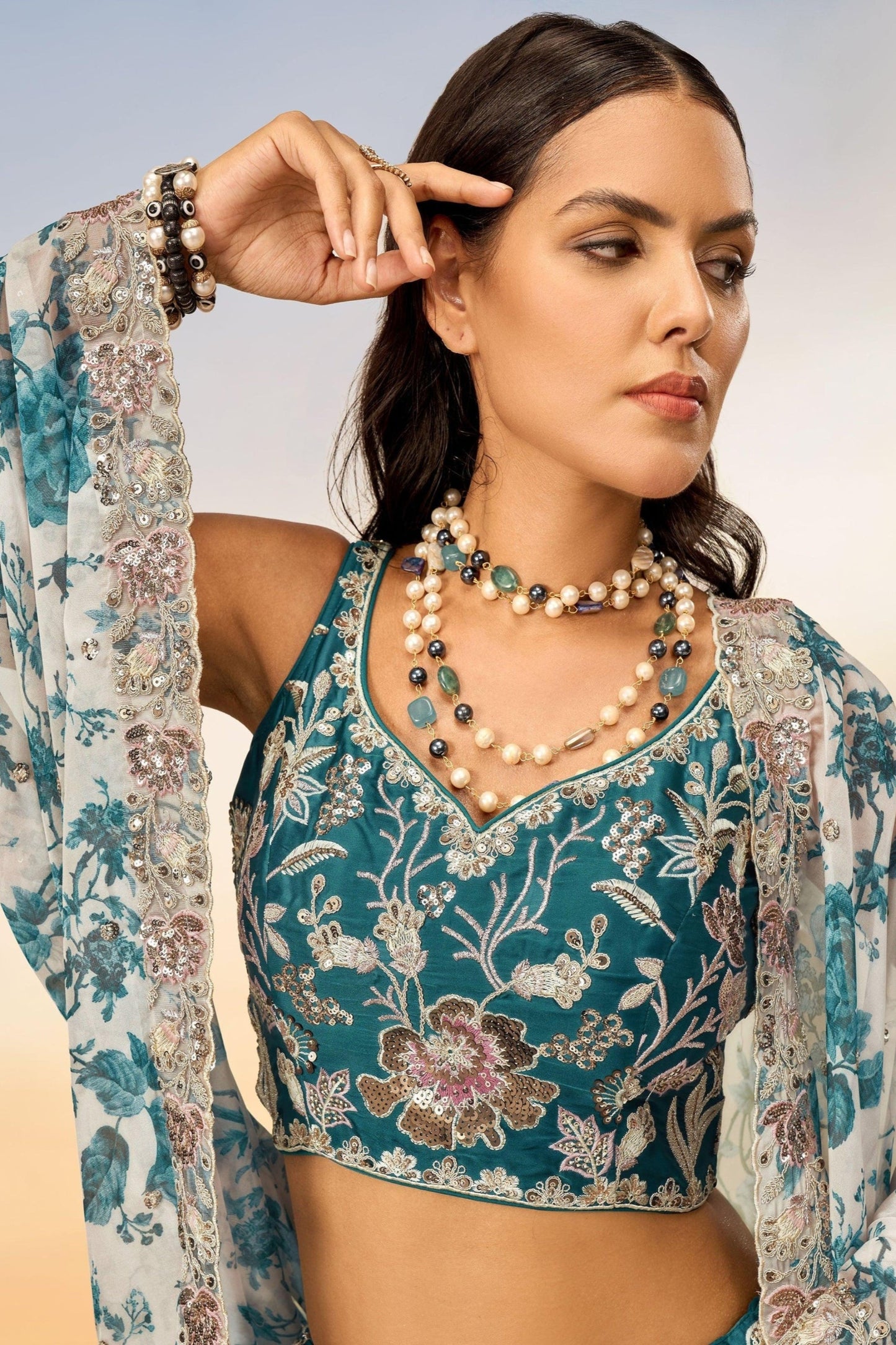 "Stylish lehengas for U.S.-based Indian functions."