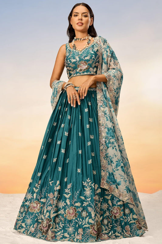 "Stylish lehengas for U.S.-based Indian functions."