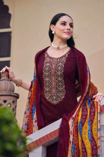 party and Everyday Wear Burgundy Red color shalwar kameez 