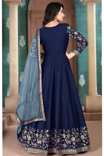 Party Wear Long Anarkali Dress for Women with Long Net Sleeve.