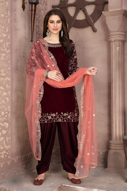 Santoon Fabric Patiala Suit With Festive Styling