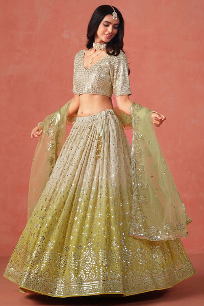 Indian Festive Georgette Lehenga Choli With Matching Net Dupatta