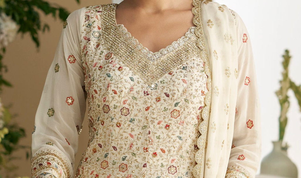 Indian Ethnic Wear - Embroidered Salwar Kameez For Festive Occasions UK