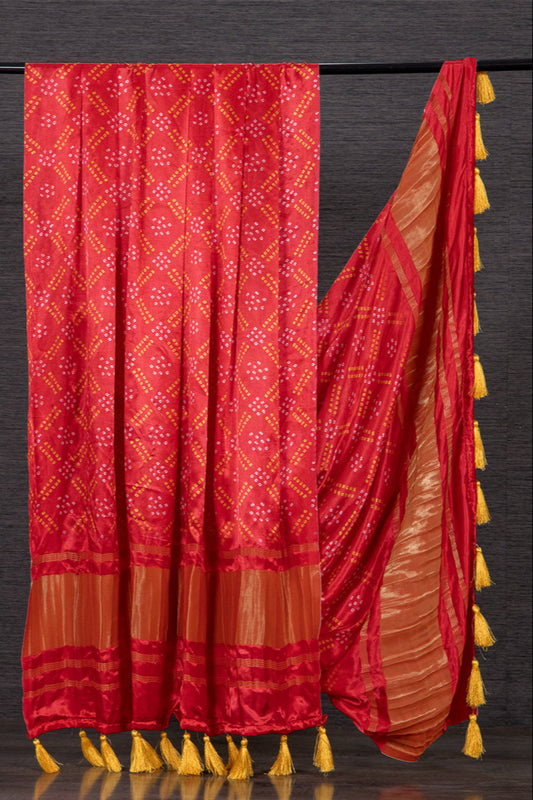 red dupatta men light red gaji silk drape