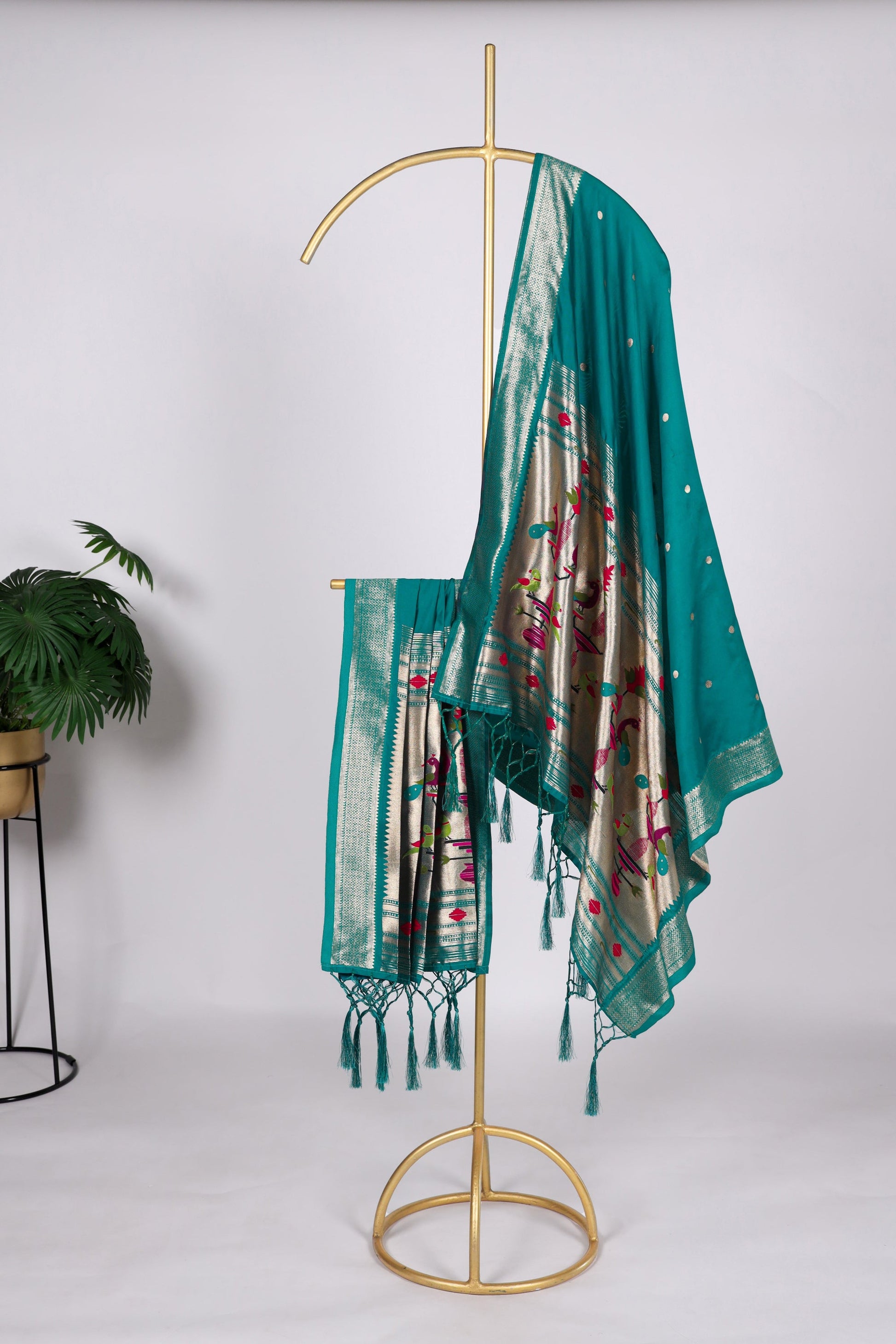 teal dupattas with jacquard zari weaving
