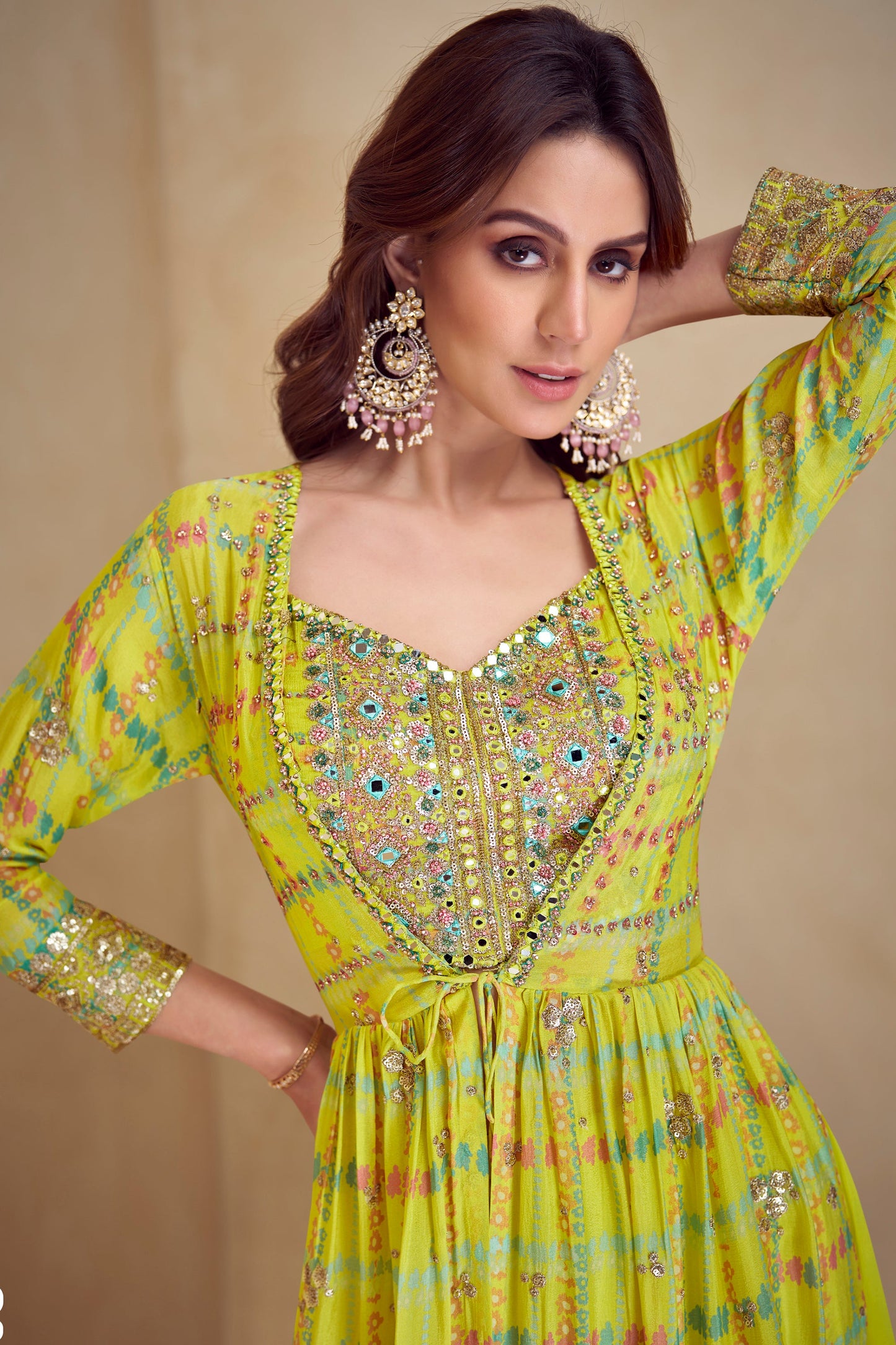 Beautiful Wedding Special Indian Digital Print Anarkali Gown Dress for Women.