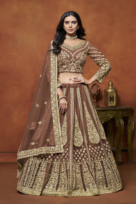 Brown Lehenga for Diwali â€“ Bright and bold, perfect for lighting up the night. 