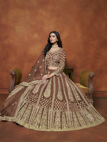 Brown Lehenga for Diwali â€“ Bright and bold, perfect for lighting up the night. 