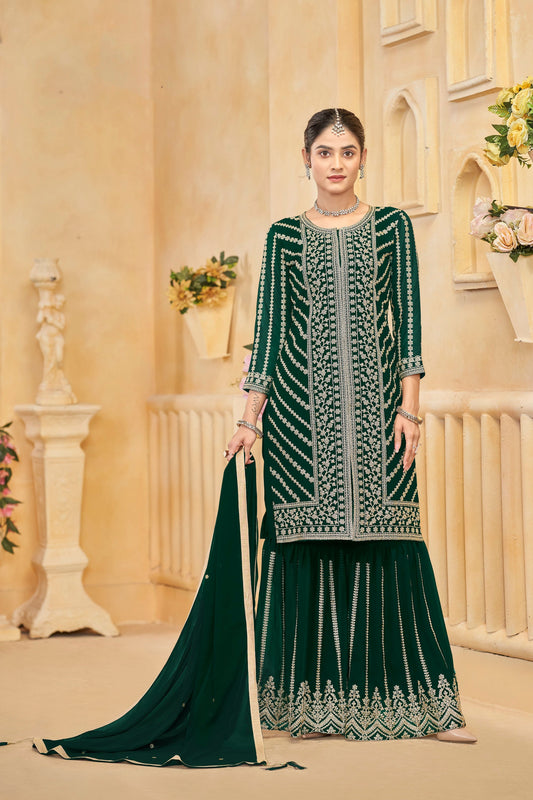 Green kameez with sharara front view 