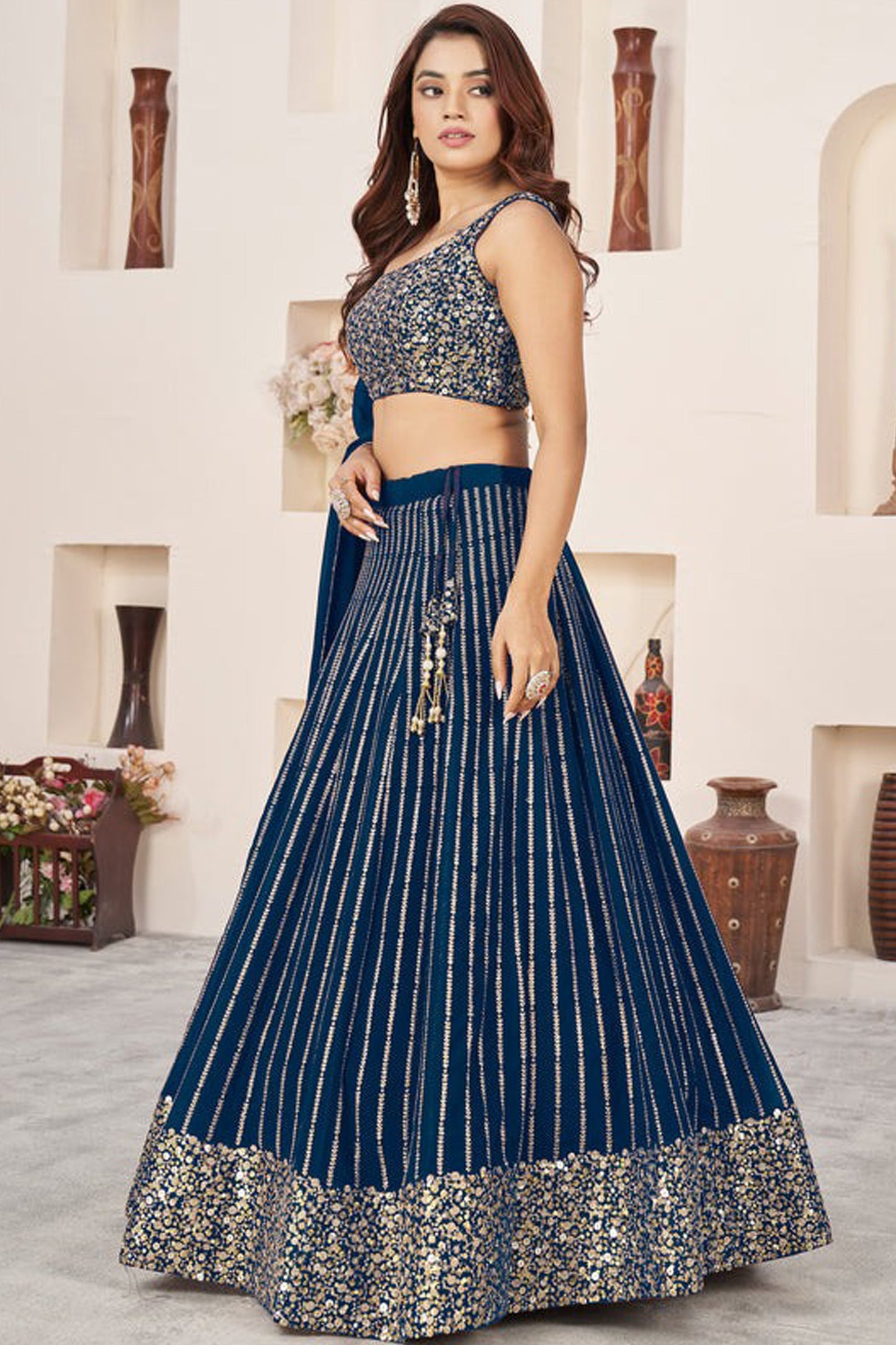 "Desi lehengas for American celebrations." 