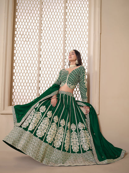 "Elegant lehengas for U.S.-based Indian celebrations."
