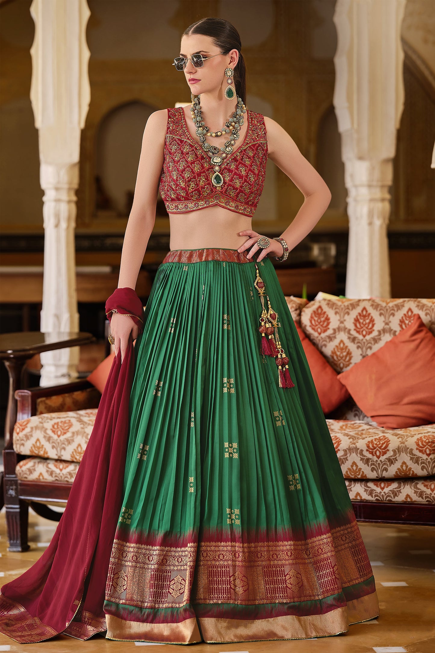 "Lehengas made for Indian functions across the USA." 