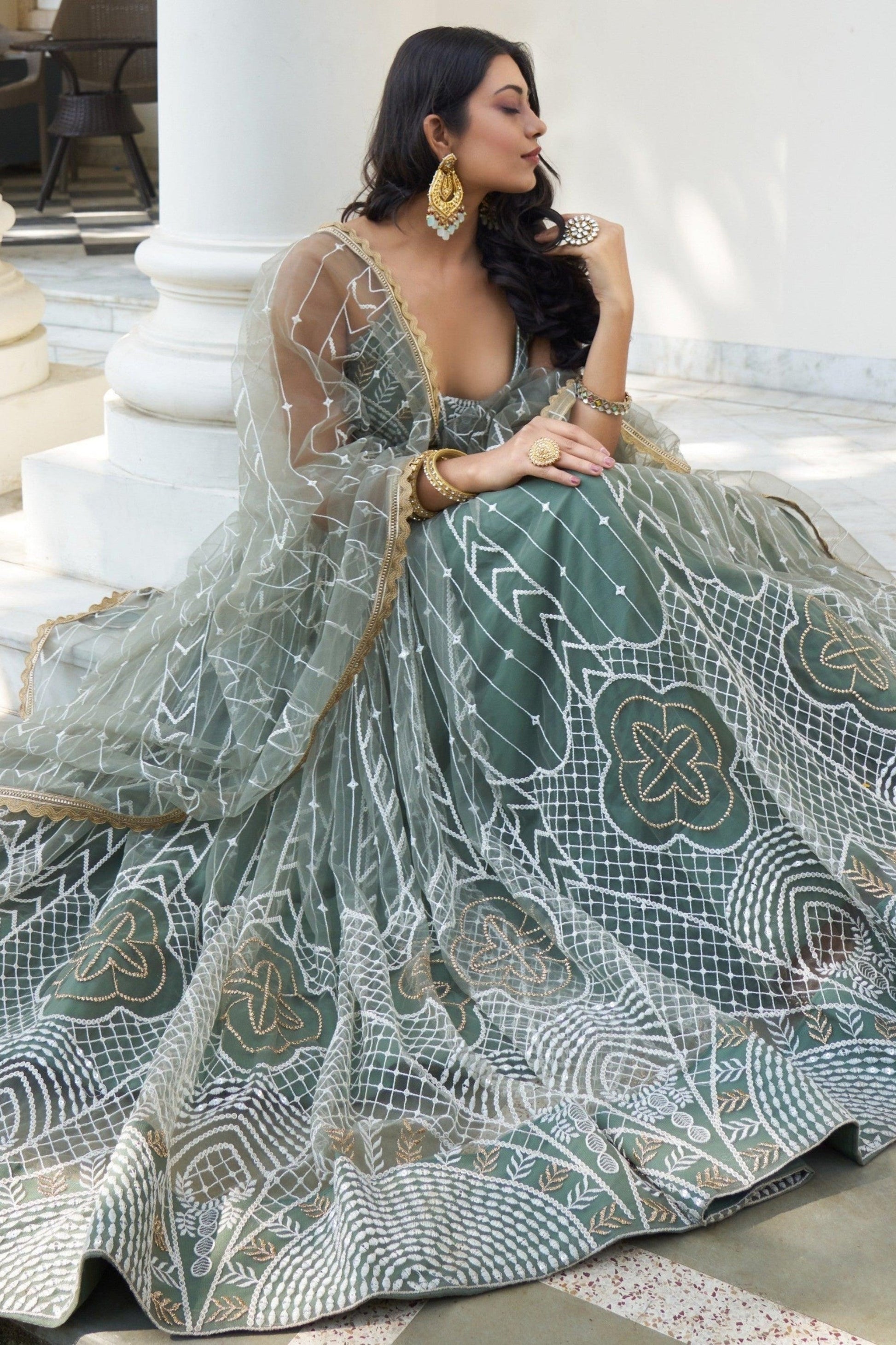 "Desi lehengas for American celebrations." 