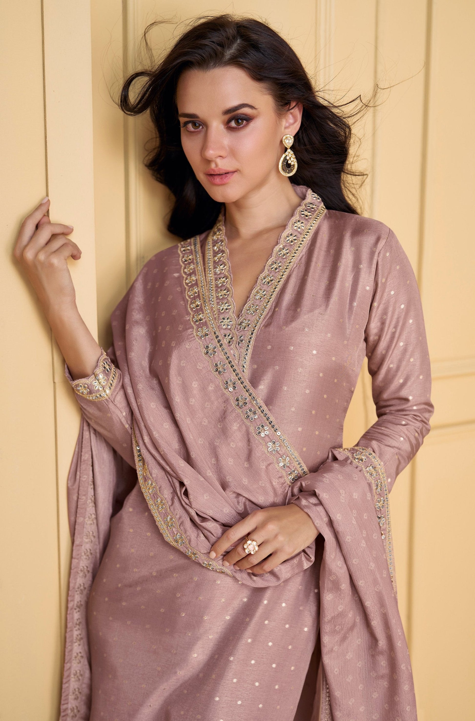 Lavender patiala salwar suit palazzo bottom silhouette