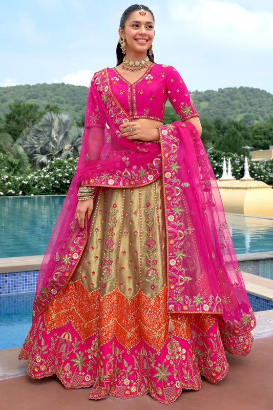 Pink Embroidered Engagement Lehenga Choli With Heavy Sequin Work - Seyuri Bridal Wear
