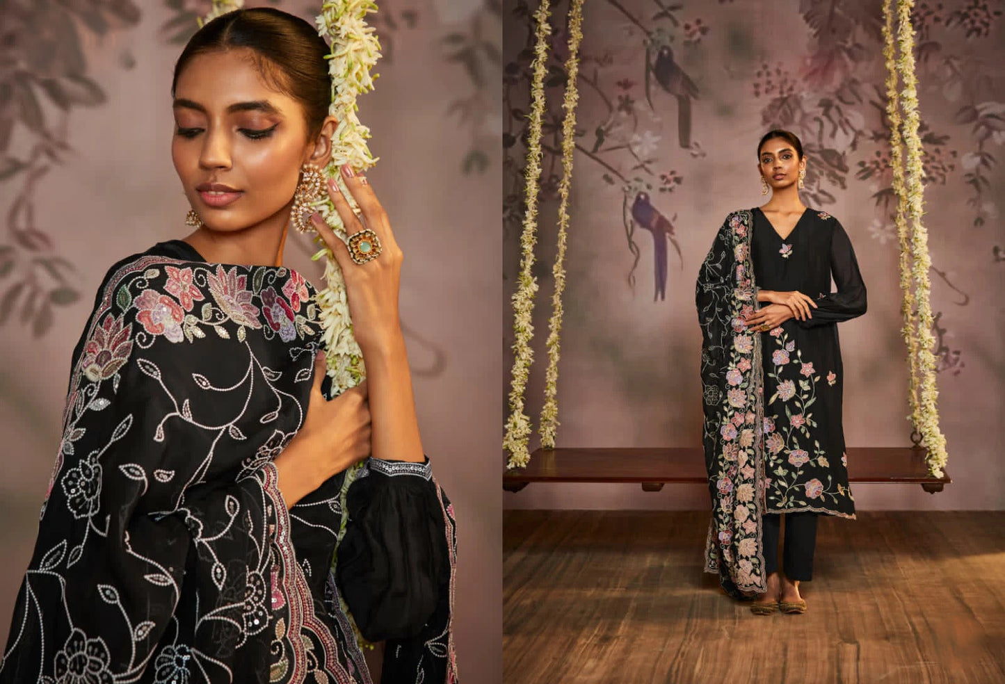 Wedding-ready indian salwar suit laid flat