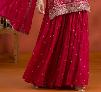 Pink Palazzo Kameez Full Flared Designer Palazzo Suit