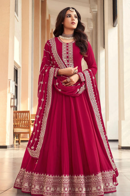 Real Georgette Beautiful Long Designer Anarkali Suits With Dupatta 