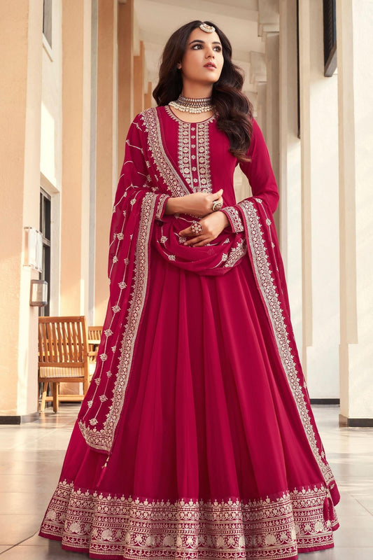 Real Georgette Beautiful Long Designer Anarkali Suits With Dupatta 