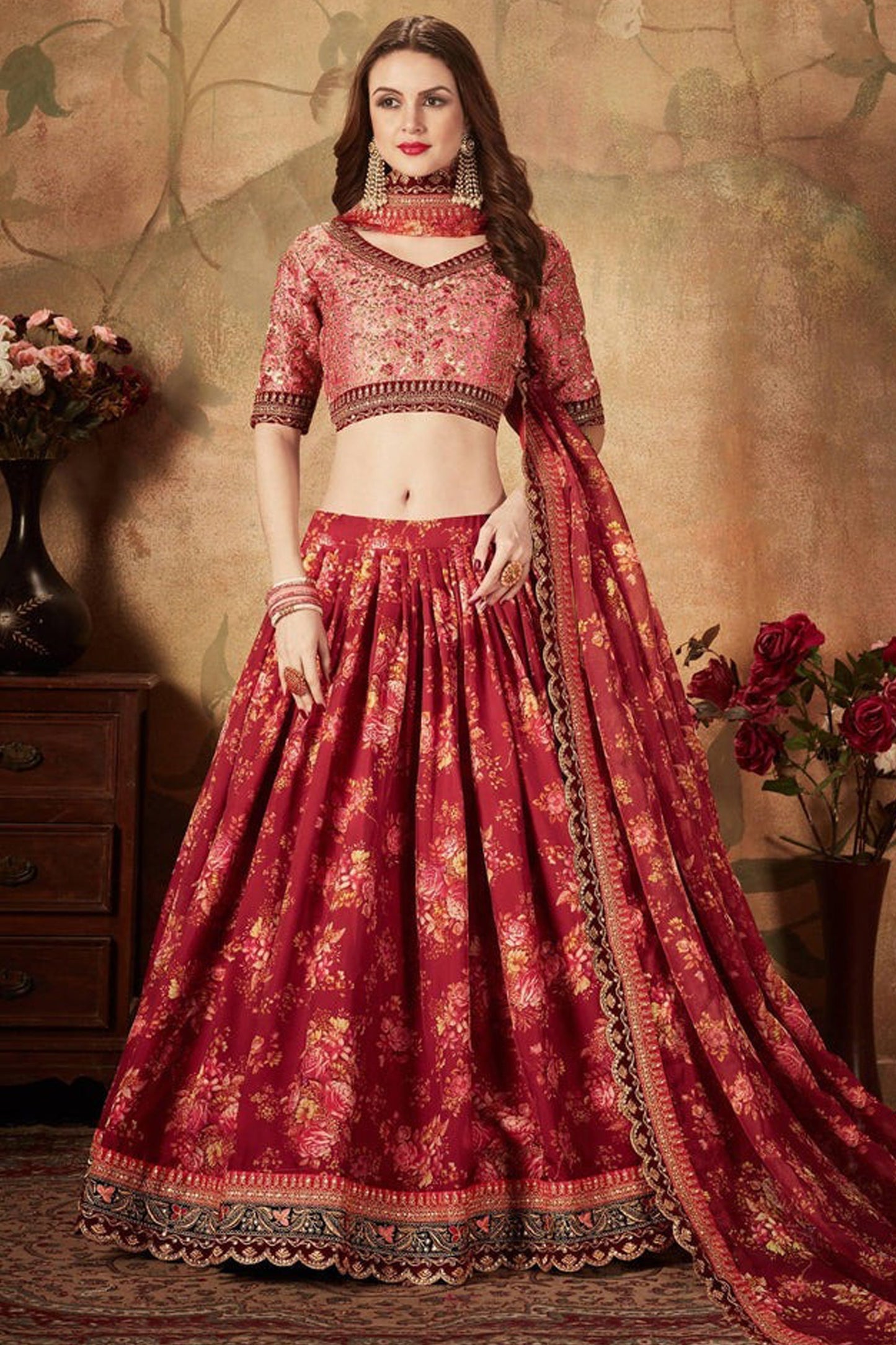 "Stylish lehengas for U.S.-based Indian functions." 