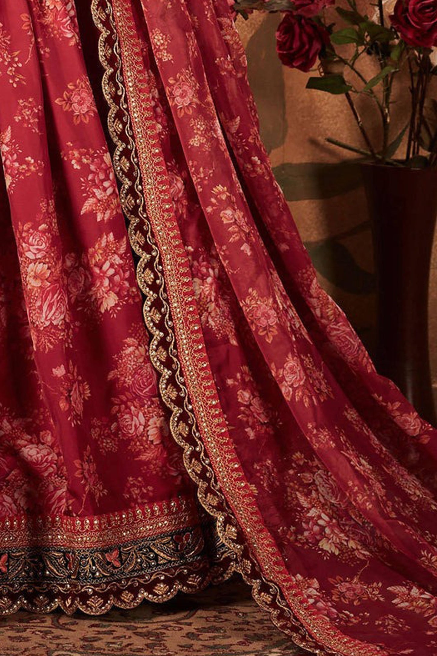 "Stylish lehengas for U.S.-based Indian functions." 