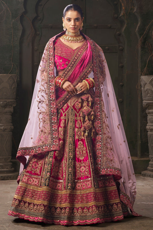 Experience bridal couture with lehengas that sparkle with intricate artistry.