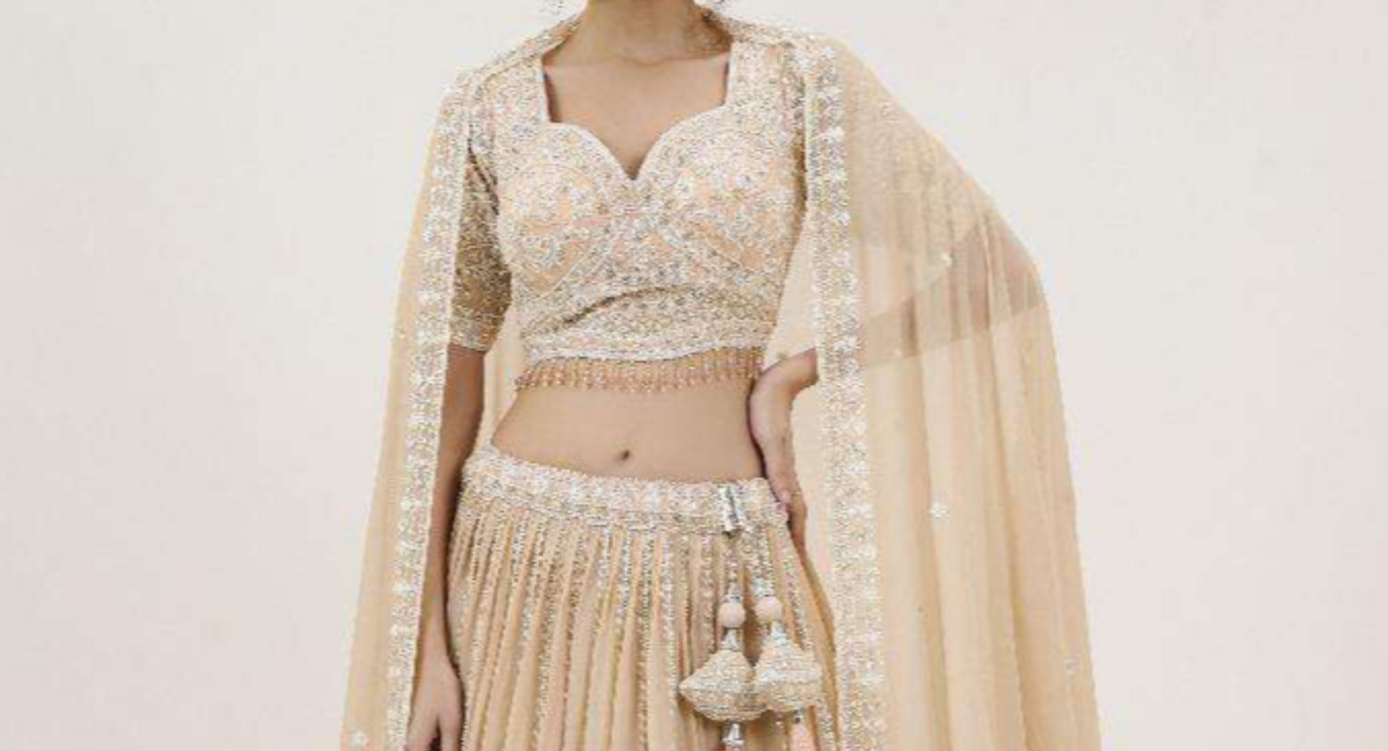 "Elegant lehengas for U.S.-based Indian celebrations."

