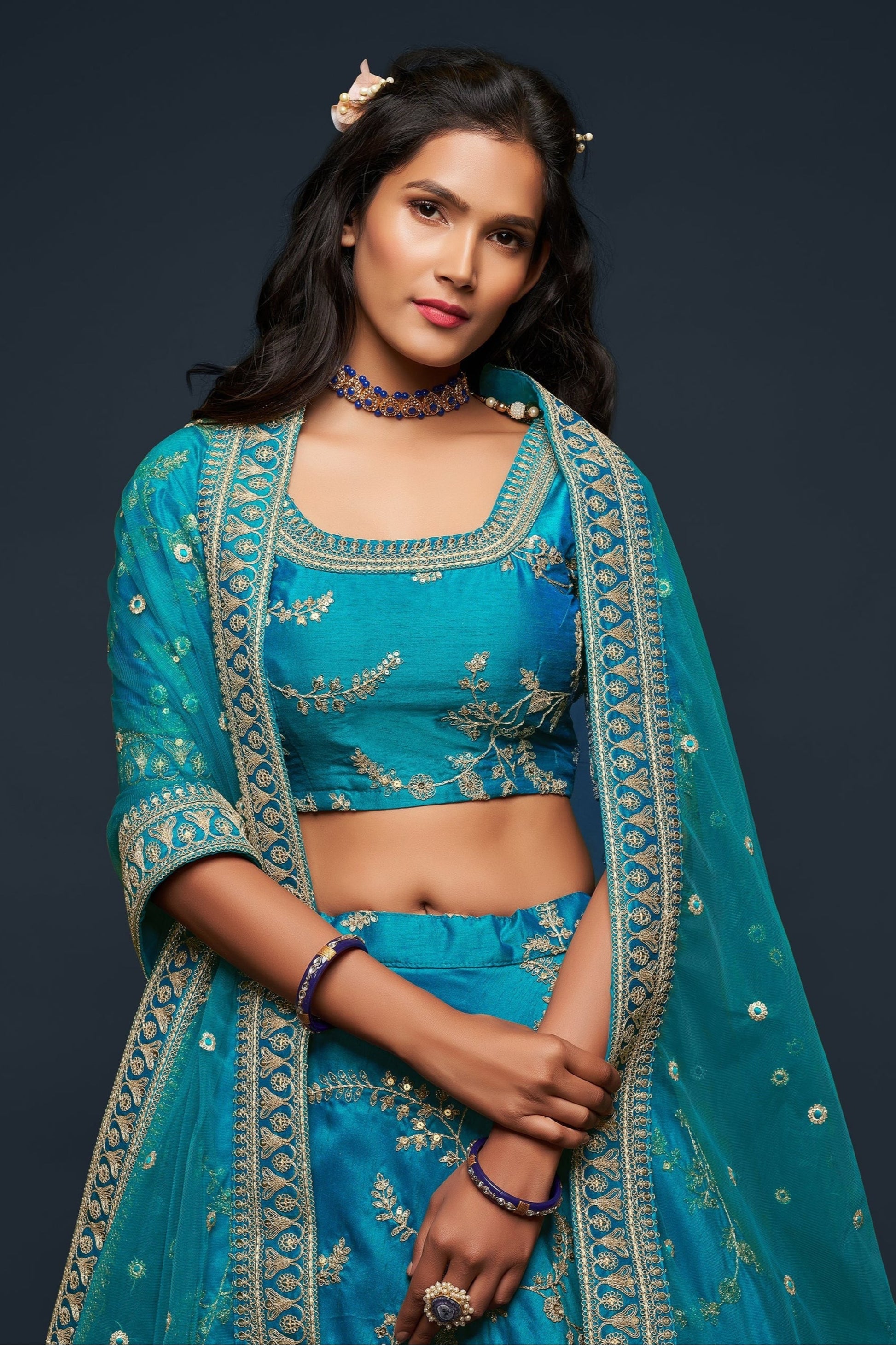 "Celebrate traditions in the USA with our lehengas."
