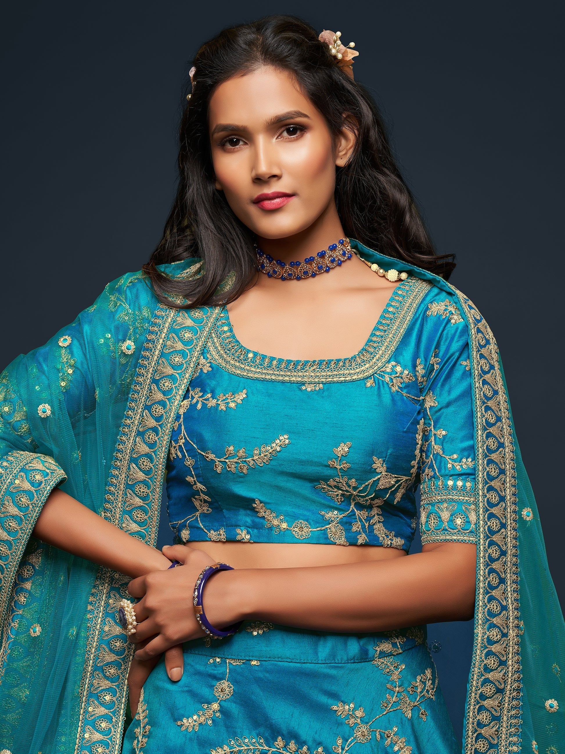 "Celebrate traditions in the USA with our lehengas."