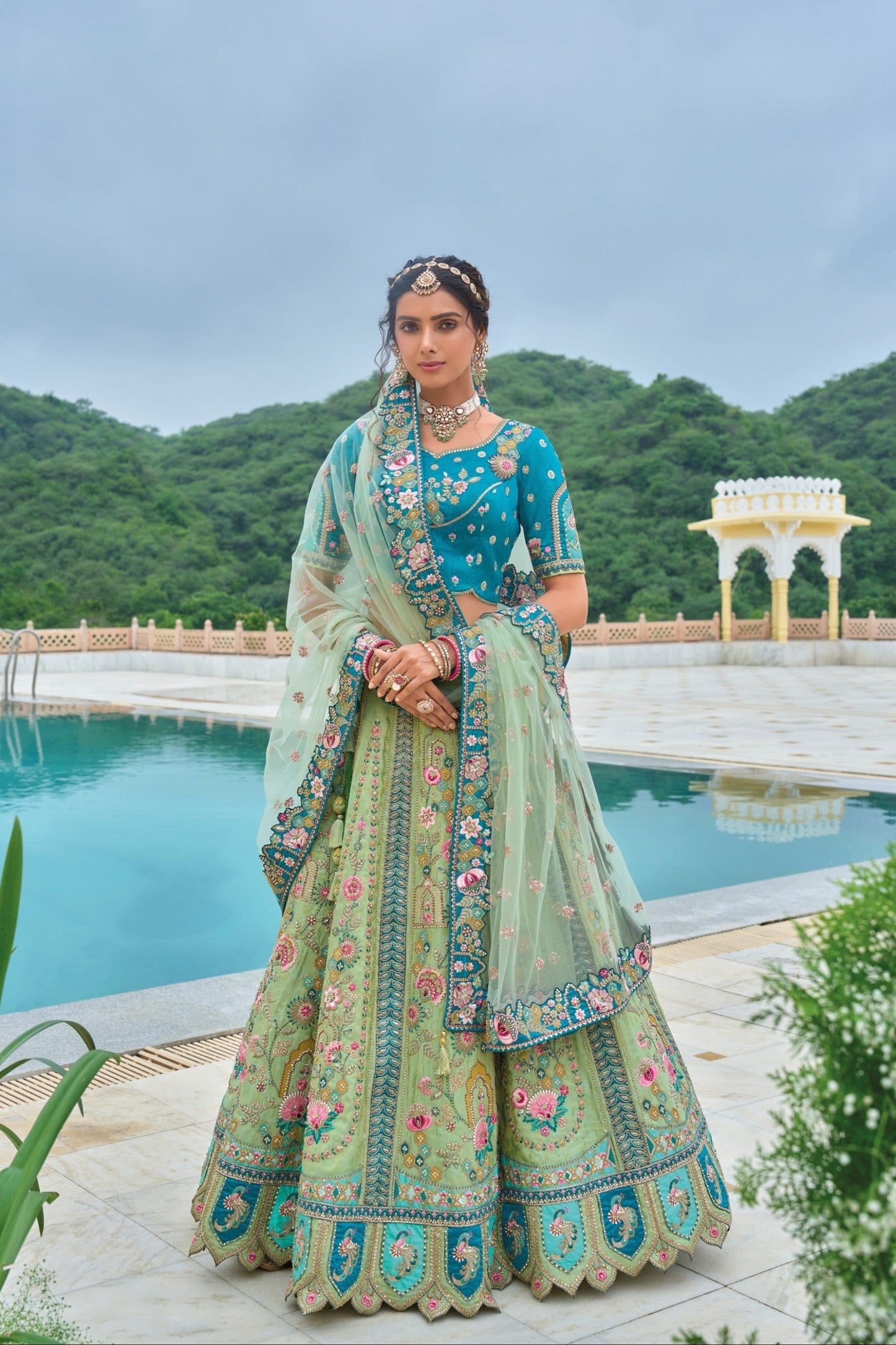 "Lehengas made for Indian functions across the USA." 