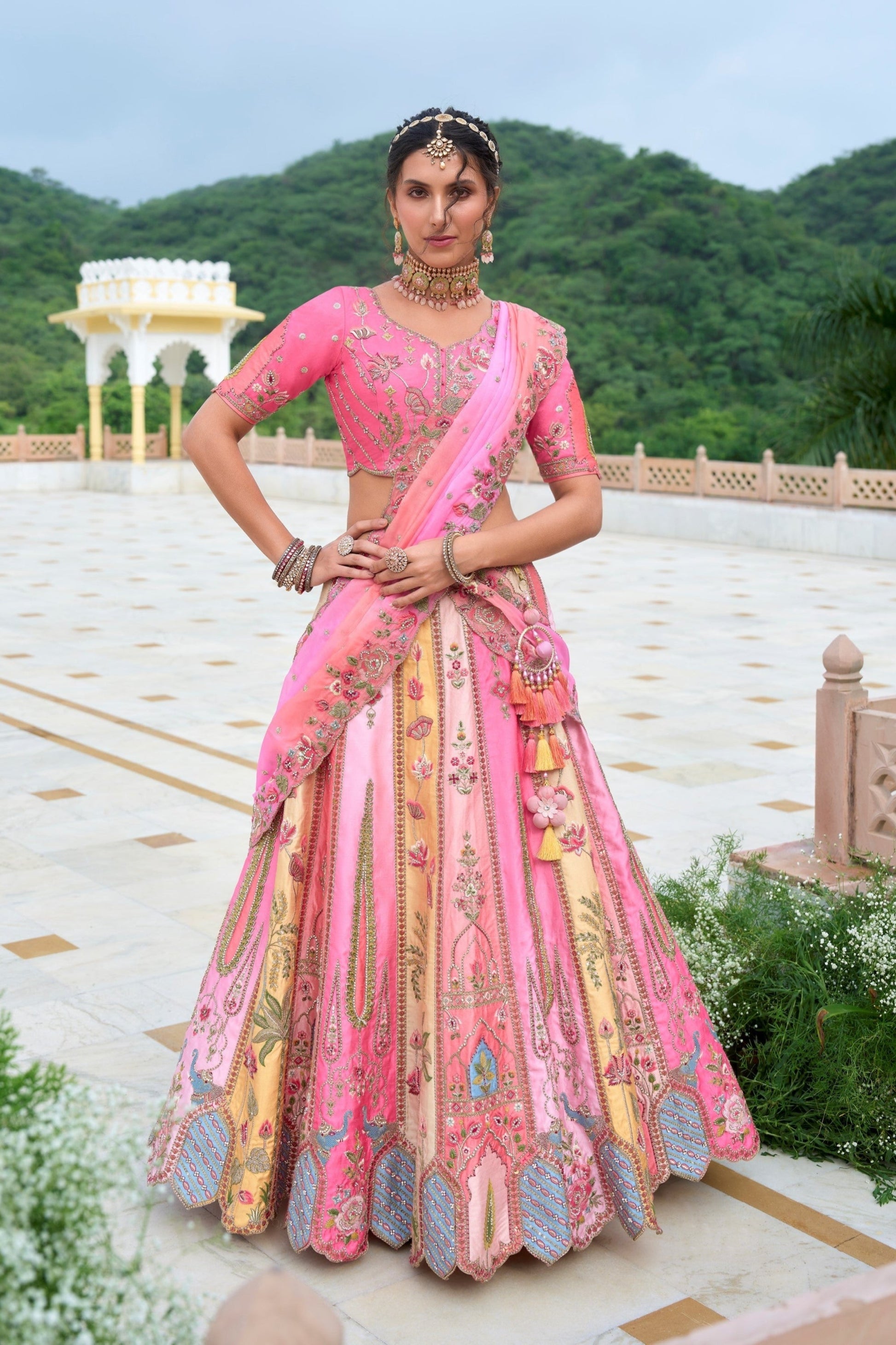 "Desi lehengas for American celebrations." 